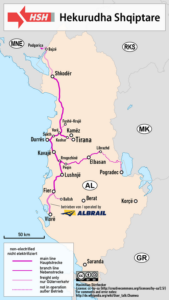 Railstructuur in Albanië Railstructuur in Albanië