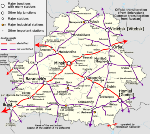 Railstructuur in Wit-Rusland (Belarus) Railstructuur in Wit-Rusland (Belarus)